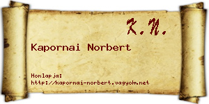 Kapornai Norbert névjegykártya